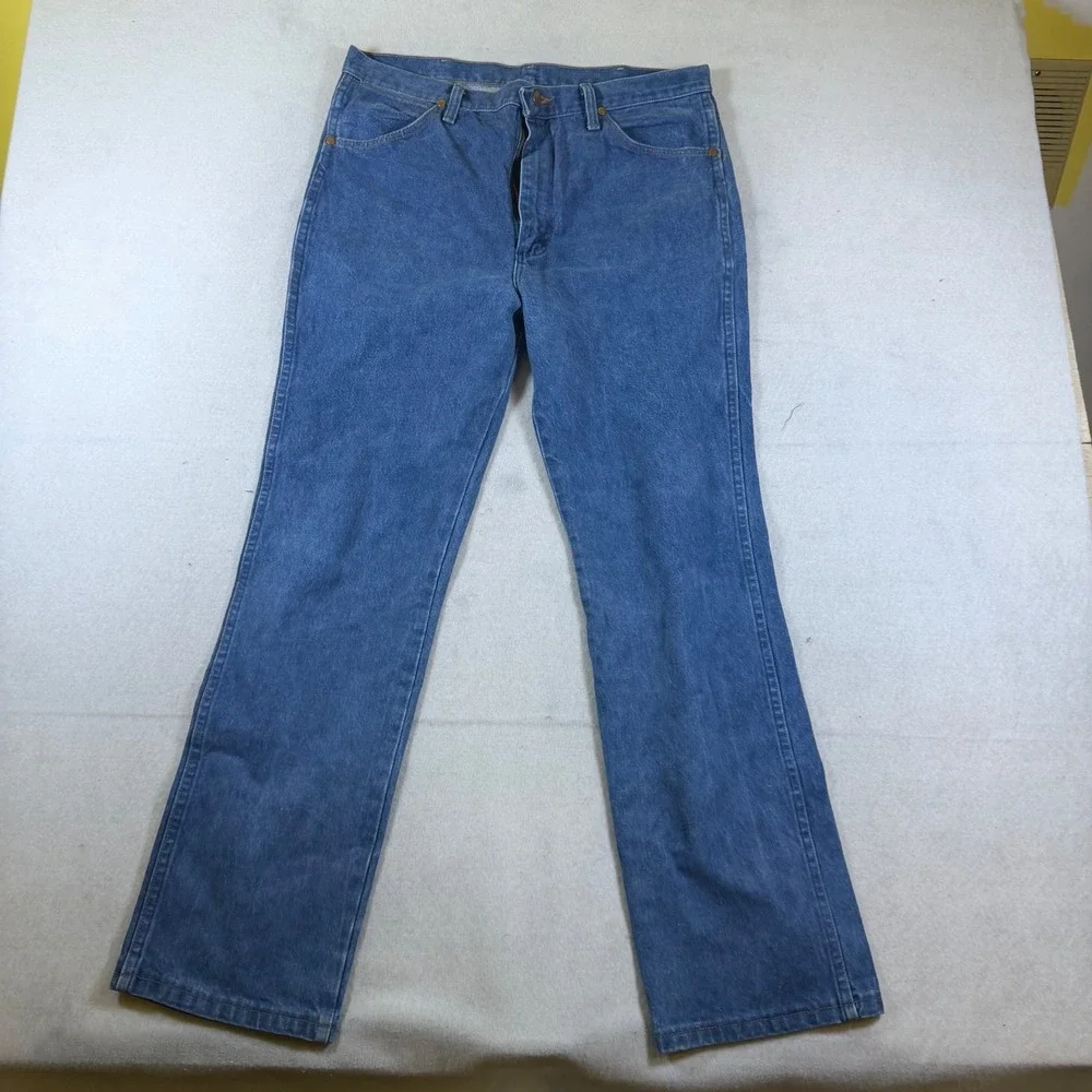 Wrangler 936DEN Cowboy Cut Slim Fit Jeans Mens 36x32 Medium Wash Blue Denim